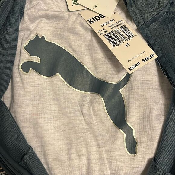 PUMA Boys' Set - 3 Piece Athletic T-Shirt, Zip Up Jacket, Jogger Pants Set 4T - Picture 2 of 2